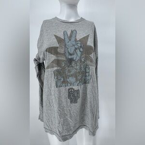 Piece Tea Oversize Graphic Heather Gray Long-sleeve T-shirt, Size Medium
